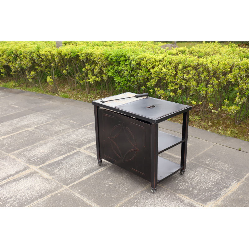 Outdoor garden square outdoor brasero charcoal fire pit cart