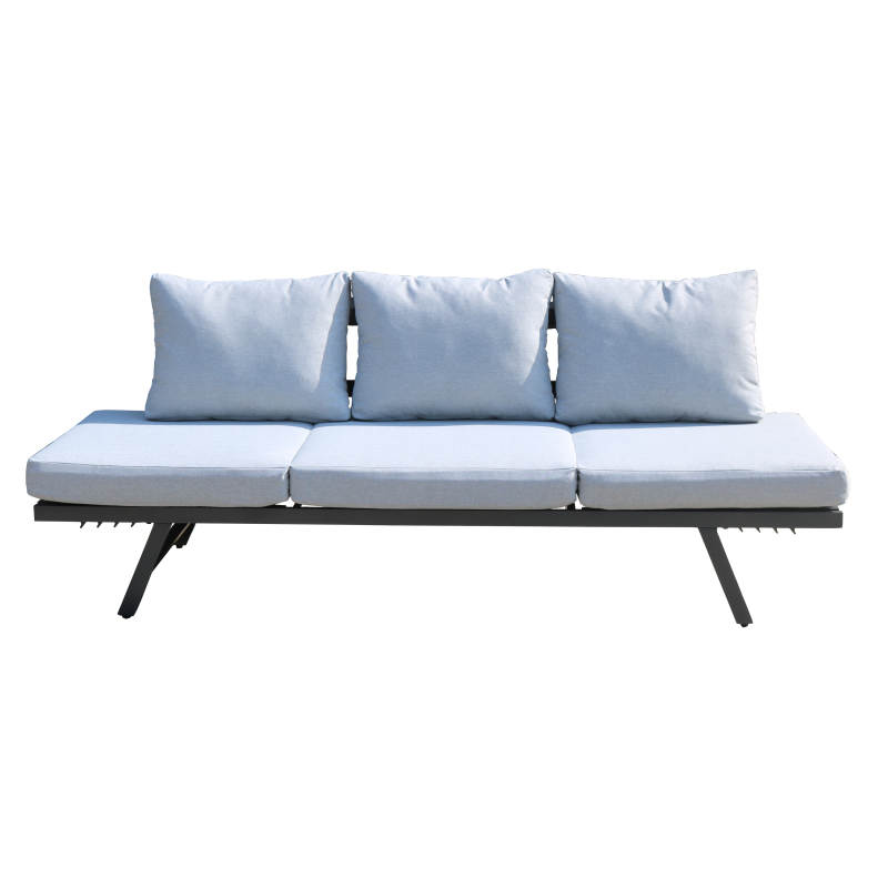 YOHO Wholesale Outdoor furniture Full FD multi-function adjustable three seater Aluminum Sofa bench with cushion
