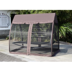 Balcony hanging garden swing bed outdoor double patio sunbed with canopy screen net three people