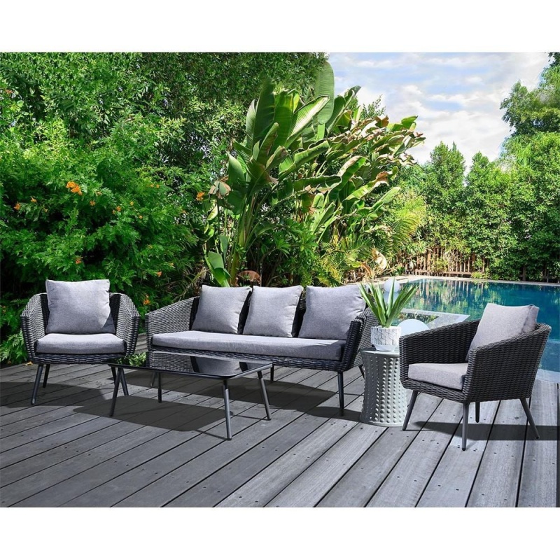 Outdoor Furniture Wicker Sofa Sets PE Rattan With 5 Seater KD Sofa And Table Garden Set