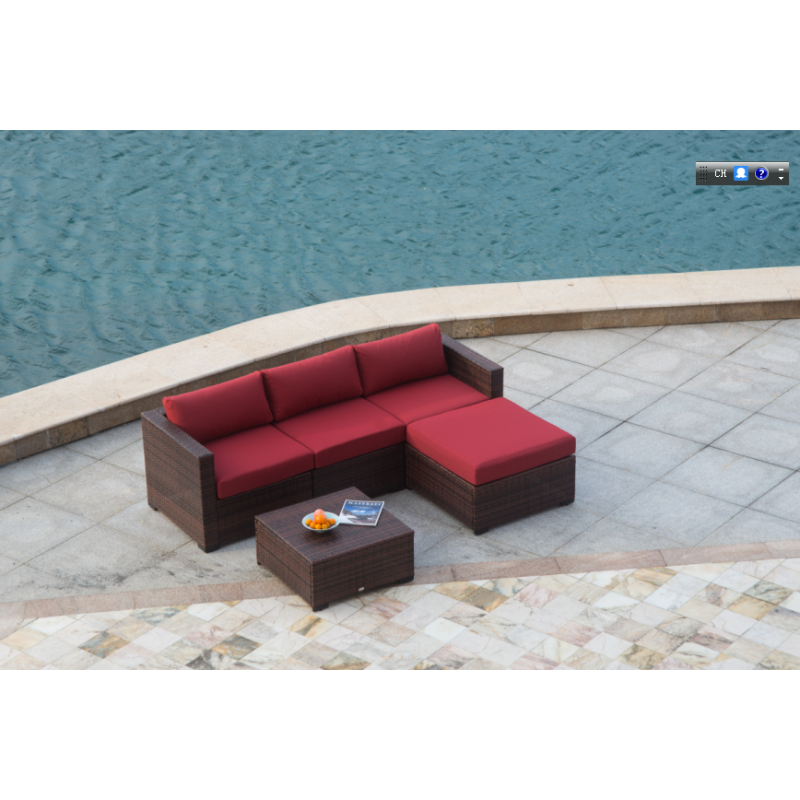 All weather Nordic Modern Rattan sofa set Outdoor L-shaped sofa set end table aluminum living room garden backyard
