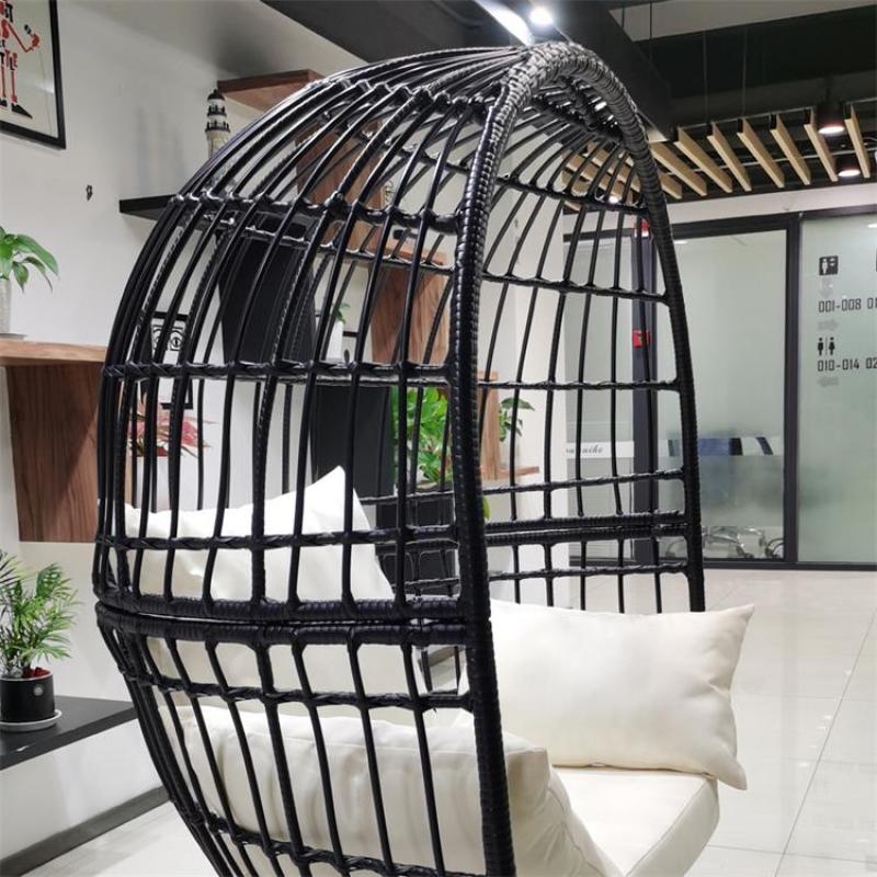 Wick rattan double egg chair stable soft swing adult hanging egg chair for leisure
