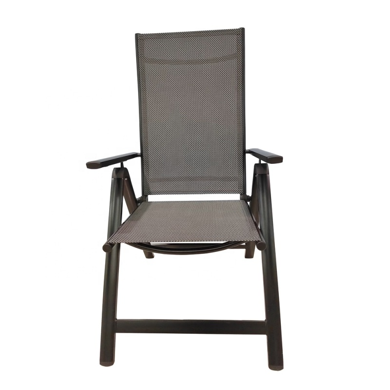 Outdoor Garden Metal folding stackable armchair outdoor folding reclining 7 position adjustable backchair aluminum chair