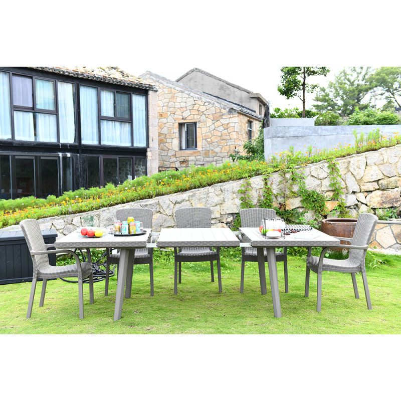 High quality outdoor elegant rattan design 100% recyclable plastic PP dining furniture