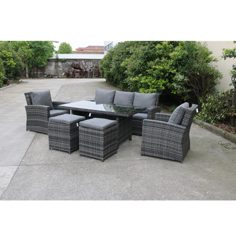 Garden sofa set aluminum frame half round rattan table and sofa set