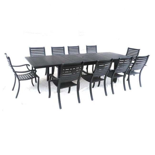 All aluminum dining set for outside extend table and armchair chair patio set