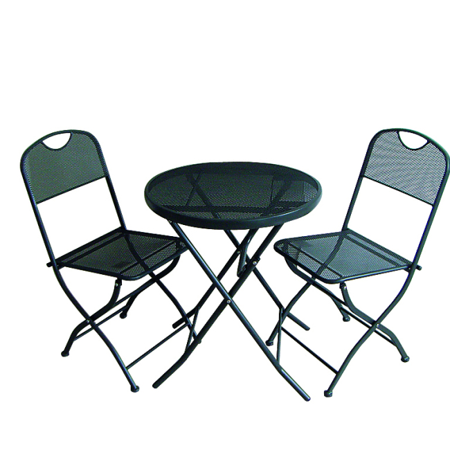 3 Piece Outdoor Metal Bistro Set Folding Steel Patio  Chairs and table