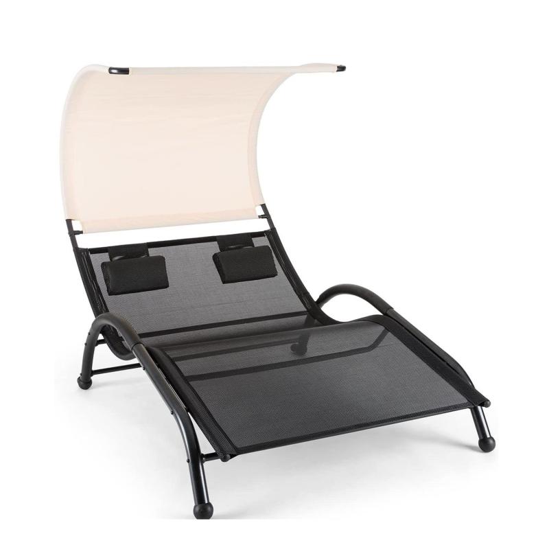 Outdoor Garden Furniture Patio Rocking Chair Double Sunbed Sun lounger with Canopy Leisure Chair