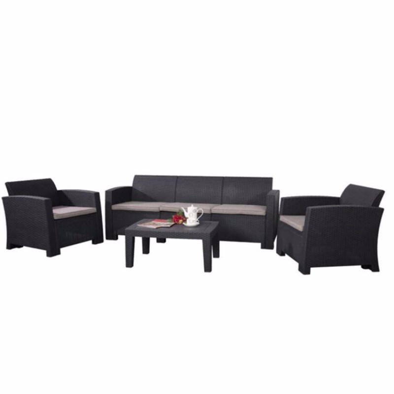 Outdoor seat plastic rattan sofa set cheap short delivery time sofa furniture