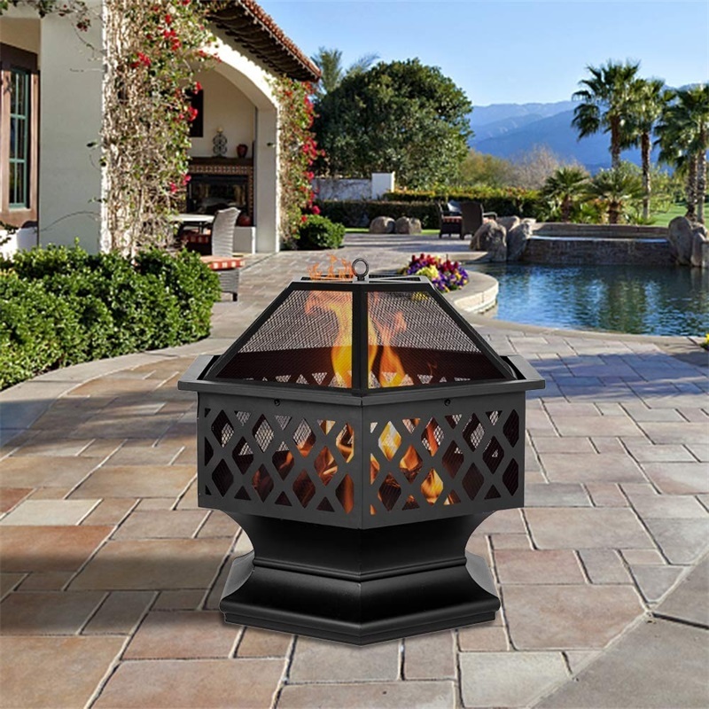 Outdoor Patio  Garden  Camping Round Fire Pits with Poker Fire Pit