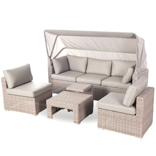 Modern Rattan Outdoor Patio Sectional Sofa Set With Awning For Hotel Garden Furniture Set