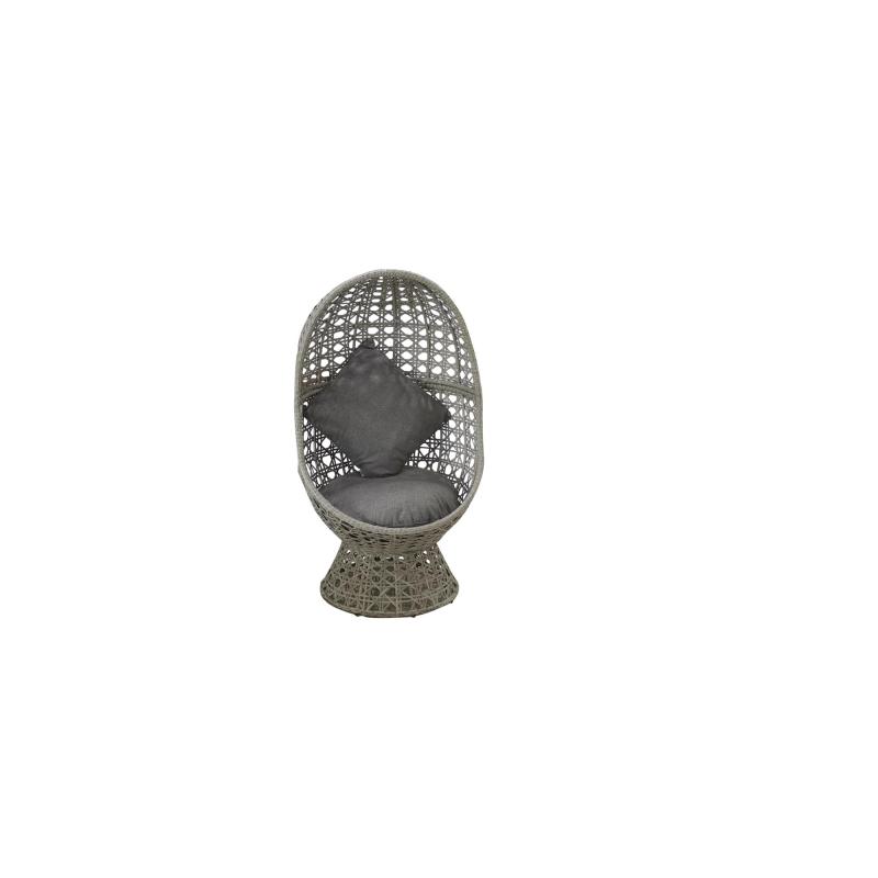 Outdoor gray rattan rotating egg chair with soft cushion ,Leisure life