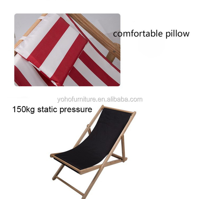 Outdoor Garden Patio Furniture Foldable Recline Beach Camping Chair Wooden Deck Chair