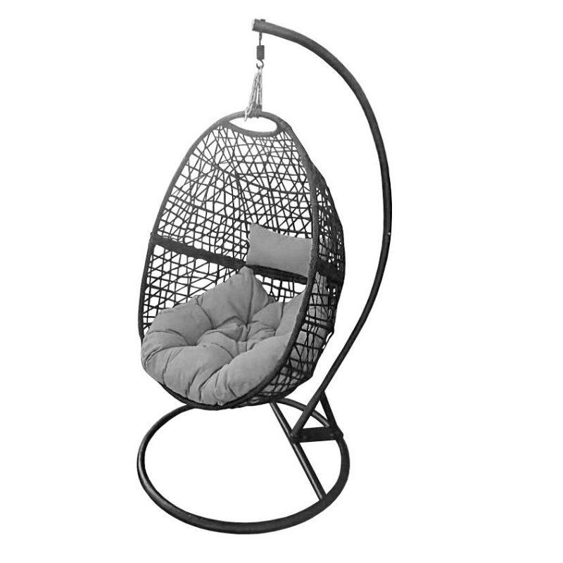 Patio Outdoor rattan hanging egg chair PE rattan Basket egg chair with stand