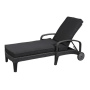 Outdoor KD Aluminum PE wicker rattan sun lounger with wheel beach pool garden sunlounger
