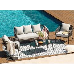 High Quality All weather Outdoor Garden Patio PE wicker Rope Coversation Sofa Set Garden Furniture sectional Sofa Set
