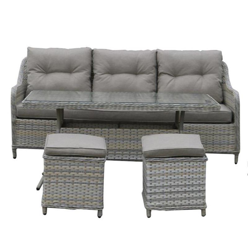 Outdoor modern garden patio rattan sofa garden furniture set with gas fire pit table