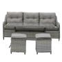 Outdoor modern garden patio rattan sofa garden furniture set with gas fire pit table