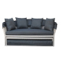 Outdoor Sunbed 2-in-1 Round Poly Rattan Wicker Black Daybed Sofa Garden with Retractable Canopy