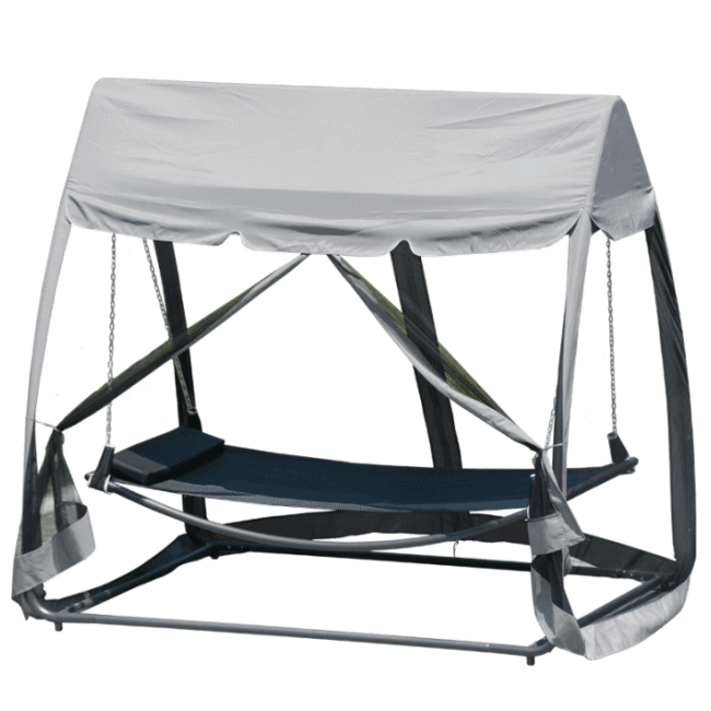 2022 New design Outdoor patio garden  steel swing bed with transparent net
