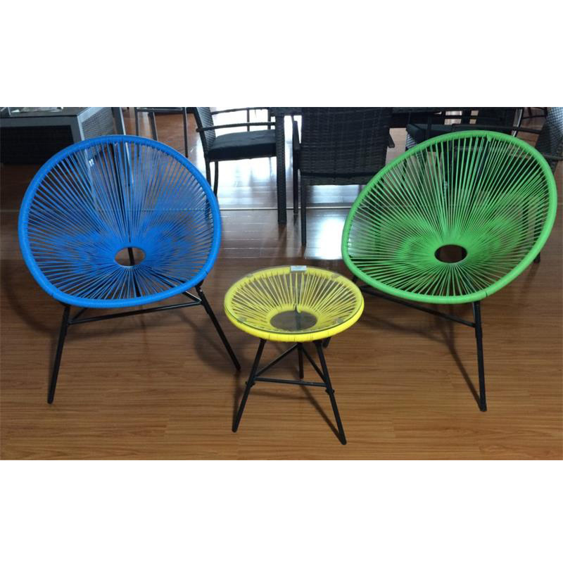 Bistro Set Wave Rattan Wicker Acapulco Lounge Chair String Moon Chair