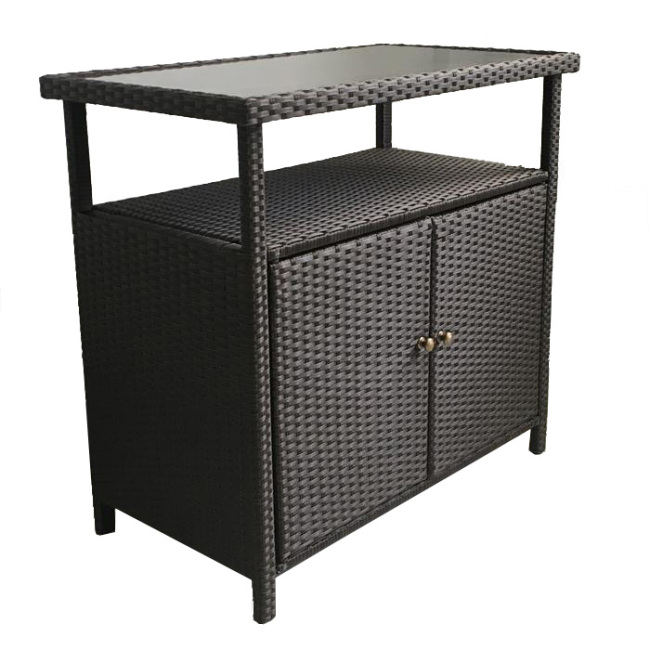 Outdoor Patio Rattan Wicker Bar Counter Table storage box baskets