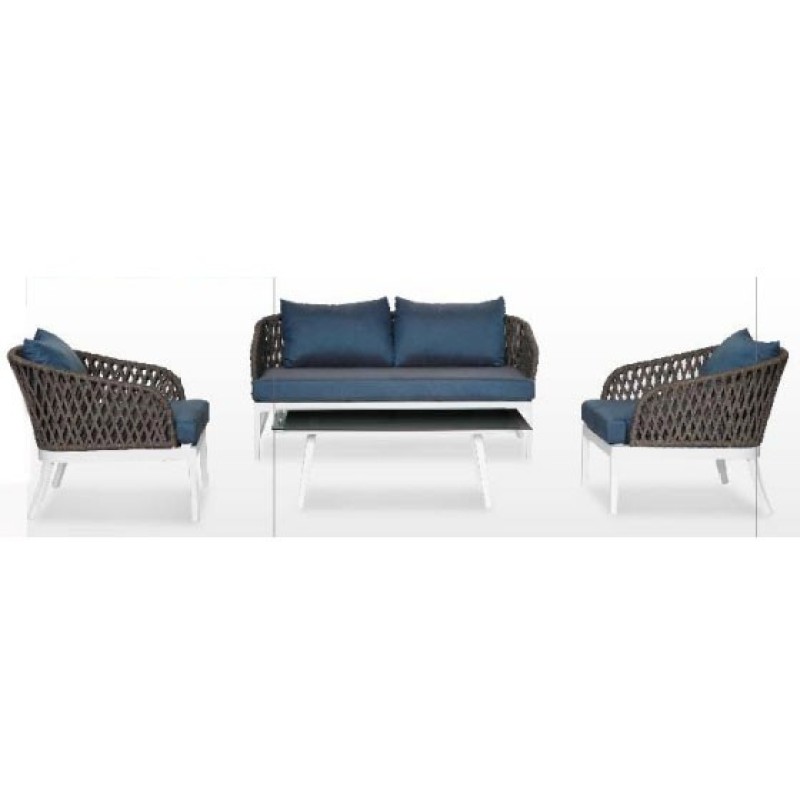 Luxury rope weave outdoor rope furniture set sofa garden 4pcs conversation sofa set