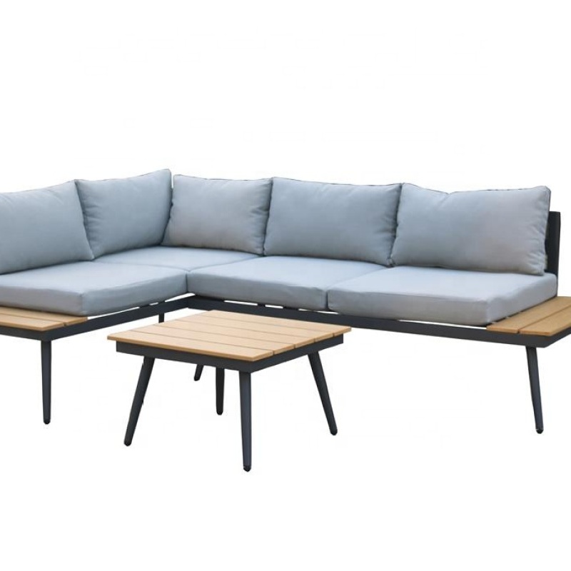 New L Shape Aluminum Outdoor Garden Furniture Metal Frame Sectional Sofa Sets