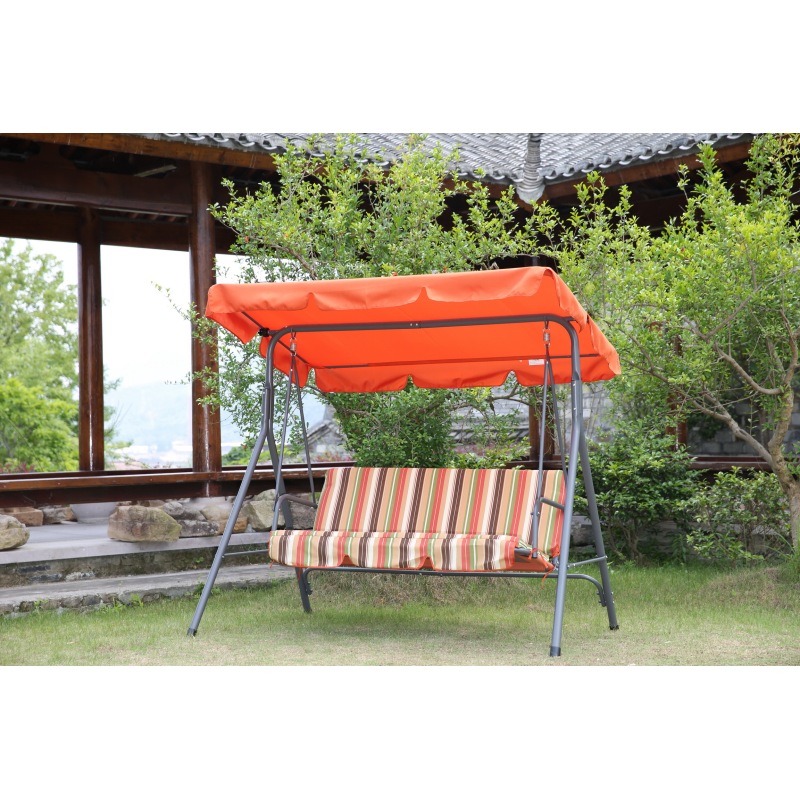 YOHO High  quality 3 Seats outdoor Hanging chair garden metal frame Patio swing chair with cushions canopy top replacement