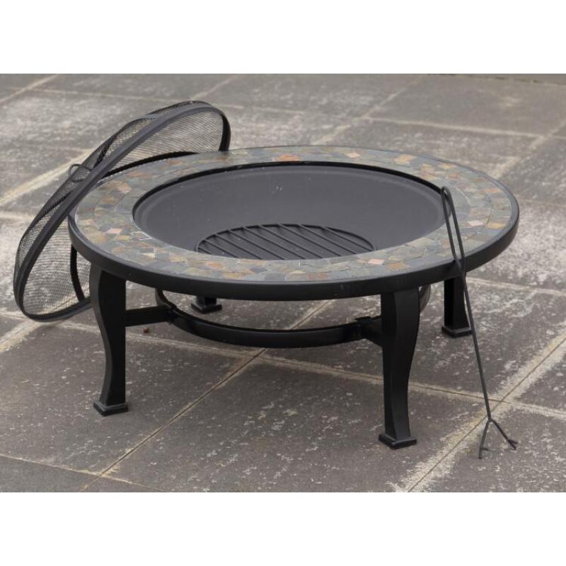 YOHO  Outdoor Garden Square Wood Fire Pit Log Grate Burner patio fire place with Screen Cover  Poker Tool, Great BBQ Grill