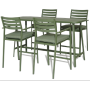 Yoho 2022 New product 5 pcs Dining table set with 4 chairs & Bench Iron wooden grain Dinning Tables and Chairs Patio Garden Furn