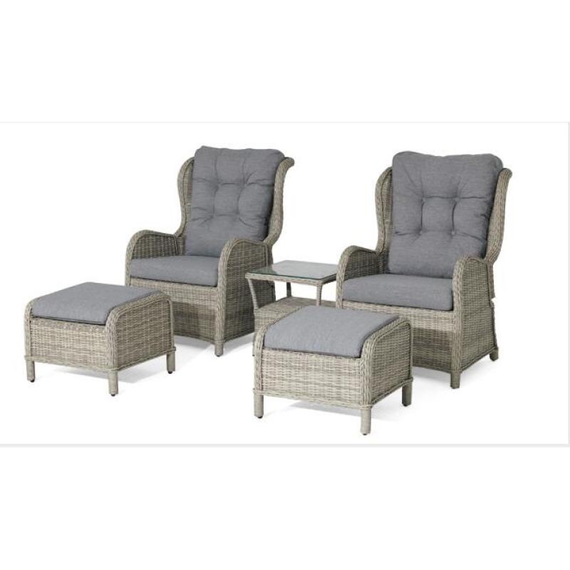 5pcs sofa set furniture antique with back adjustable PE rattan wicker chair sofa garden outdoor courtyard