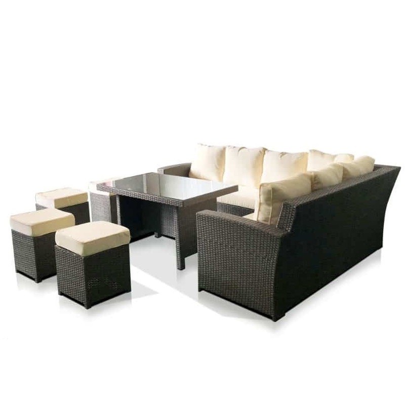 YOHO L Shape Rattan Dining Set Patio Outdoor Rattan Furniture Garden Rattan sofa set
