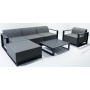 Patio Modern quick dry fabric L shaped sofa set 5 seater garden outdoor corner aluminum sofa set with height adjust table