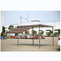 YOHO 13' x 10' Outdoor Garden Gazebo Folding Outdoor Europe Metal Garden Gazebos with Canopy with Screened Curtain Black/Brown