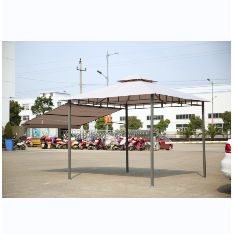 YOHO 13' x 10' Outdoor Garden Gazebo Folding Outdoor Europe Metal Garden Gazebos with Canopy with Screened Curtain Black/Brown