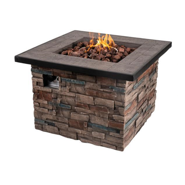Square natural propane gas fire pit table outdoor patio backyard fire pit garden burner