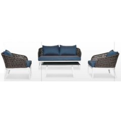 YOHO Hot sale 4pc Outdoor Garden Furniture Modern Luxury Conversation Sofa Set Rattan Sofa Set Rope Sectional Sofa Couch