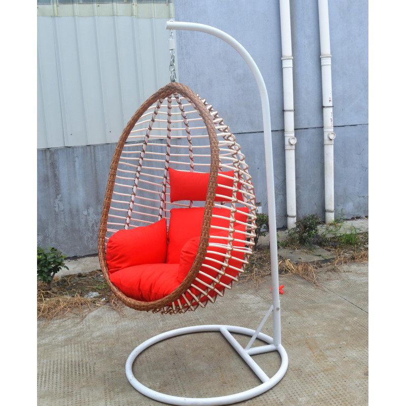 Garden Rattan PE Wicker Egg Nest Shaped 2 Persons Seater Patio Hanging Swing Egg Chair