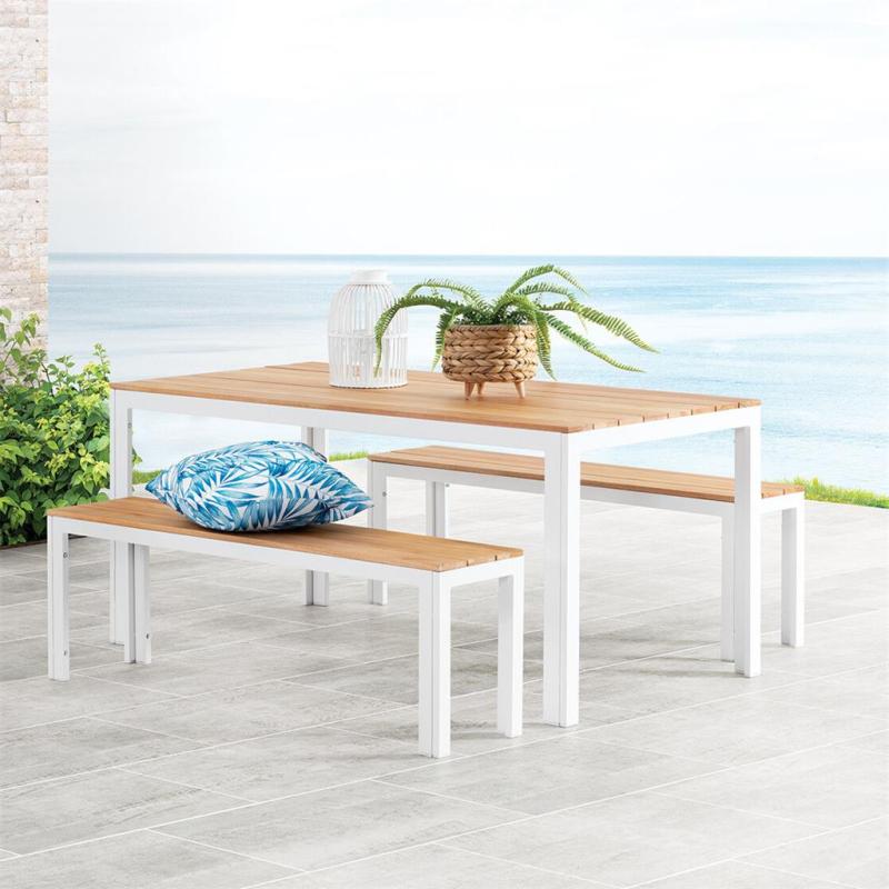 Outdoor Garden Simple Dining Room Patio Picnic Teak Beer Table Aluminum Commercial Plastic Solid Wood Bench Chair
