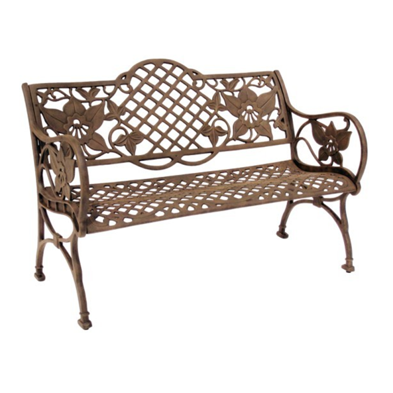 Bronze all cast aluminum garden bench vintage flower pattern style patio park bench chair