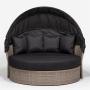 Daybed with 10cm Thickness Cushion Aluminum Frame PE Luxury Rattan Hand Waved Outdoor Patio Wicker Daybed,150dia Round Indoor