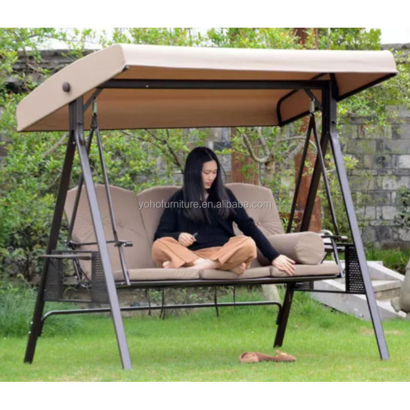 Double seat garden swing furniture outdoor swing patio with canopy for adult