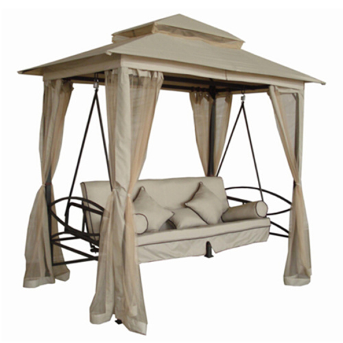 HL-CS-14003 Patio Swing Bed Mesh Walls Garden Tent Outdoor 2 Person Patio Canopy Gazebo Swing Bed