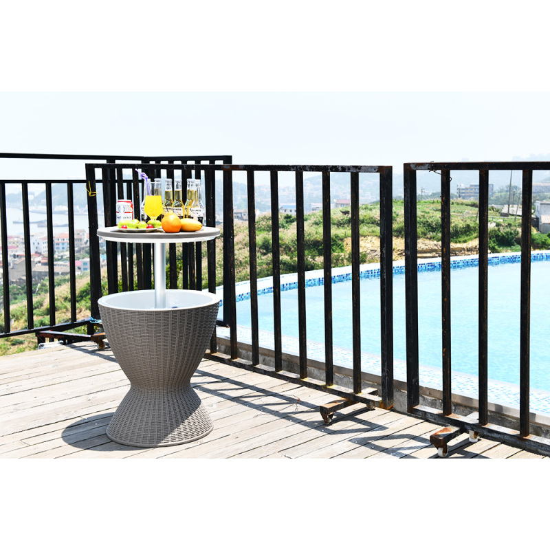 PP 3-in 1 cocktail table Ice Bucket Table Resin Ice Cooler Table