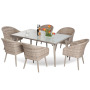 Hot Sale Wicker Garden Set Outdoor Furniture Rattan Dining Glass Table with 6pcs Chairs