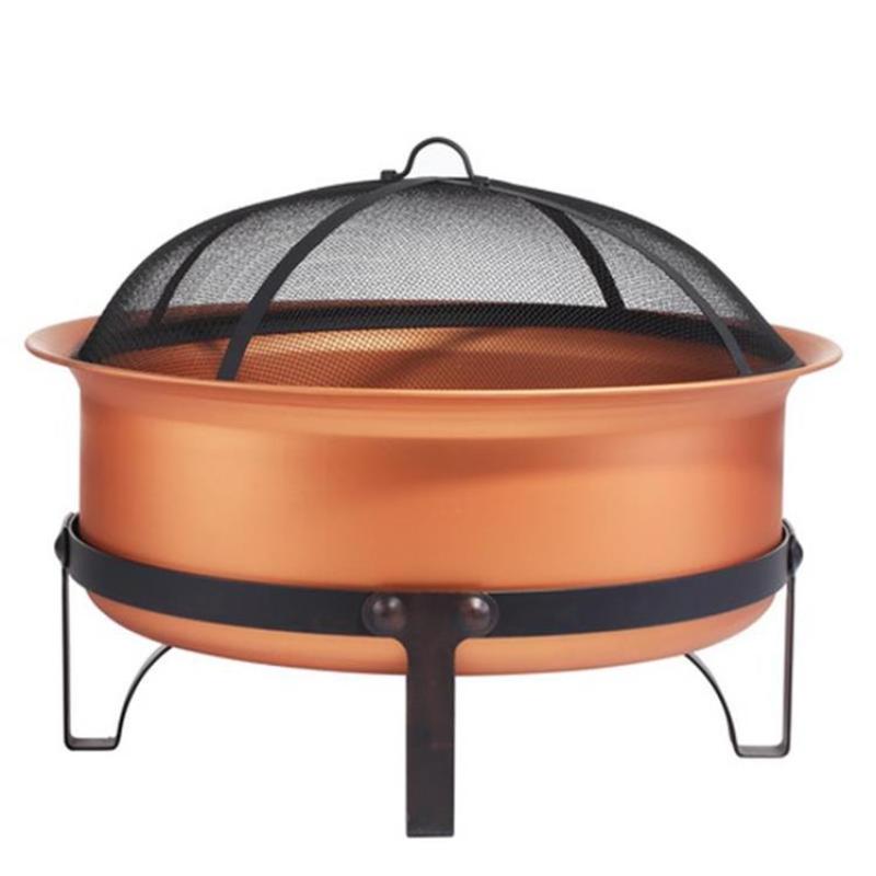 Garden Round Fire Pit Outdoor Fire Basket wih lid