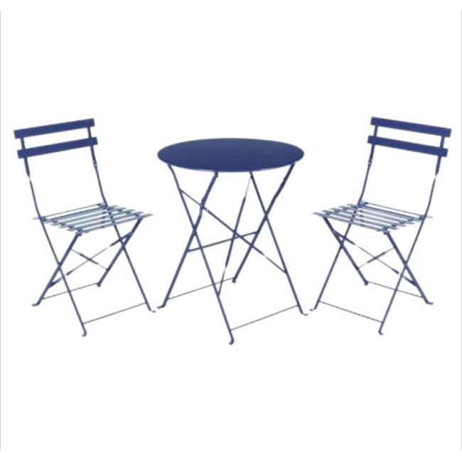 Simple cheap 3 Pcs Folding flat steel Portable Garden chair balcony Bristo set Outdoor Patio cafe chair table set
