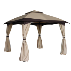 Outdoor Modern Heavy Duty All Weatherproof Patio Aluminum Frame Gazebo Tent with Mosquito Netting and Side Walls