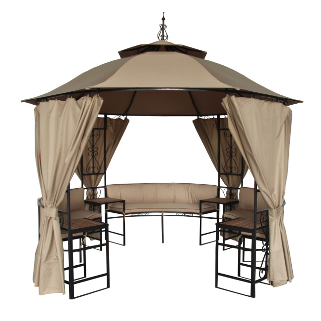 YOHO 3x3 Luxury Outdoor gazebo tent and curtains waterproof Patio garden  gazebo with seat bench with canopy /mesh/Curtain